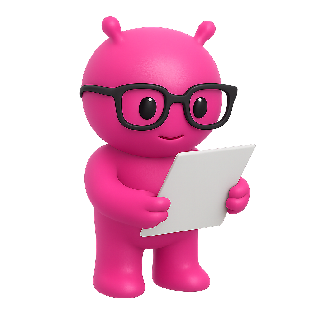 Mascota leyendo con gafas